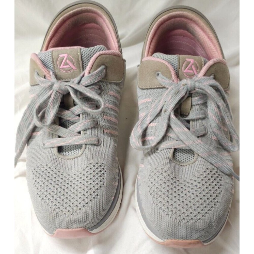 Zeba Hands Free Womens 11M Gray Rose Pink Slip On Lace Up Shoes Sneakers